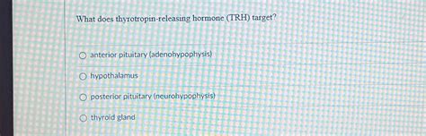 Solved What does thyrotropin-releasing hormone (TRH) | Chegg.com