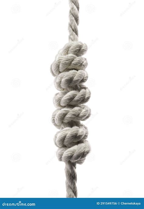 Hemp Rope with Knots Isolated on White Stock Photo - Image of fiber ...