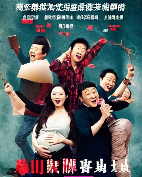 Poster for a Chinese comedy movie about a pregnant man | Stable Diffusion