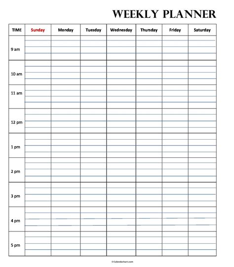 Free Printable Weekly Planner Templates - CalendarKart