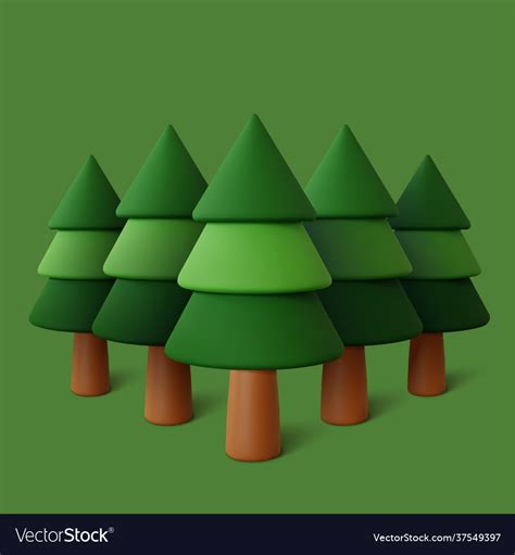 Forest set in green background Royalty Free Vector Image