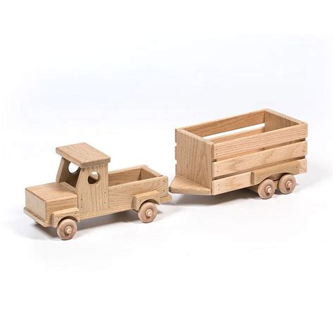 Handcrafted Eli & Mattie Toy Wood Pickup Truck with Stock Trailer ...