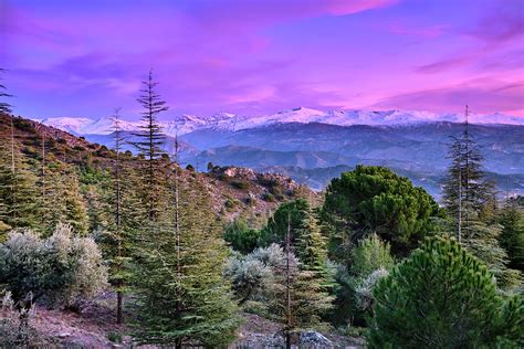 Sierra Nevada National park at sunset. Winter time. Granada. Spain ...