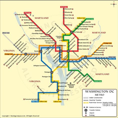 Washington DC Metro Map, Washington DC Subway Map, Metrorail Map of ...