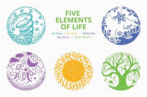 Five Elements of Life - Vector Set | 5 elements of nature, Fifth ...