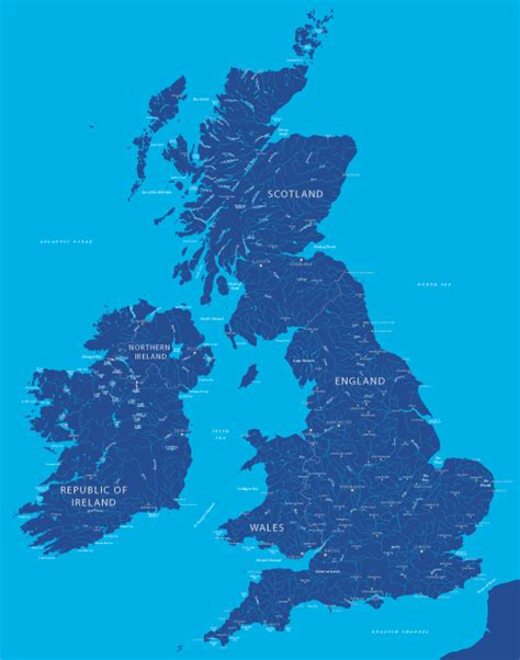 Britain and Ireland river map - royalty free editable map - Maproom