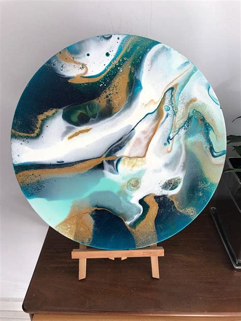 Fluid acrylic round canvas painting | Resin art painting, Resin art ...