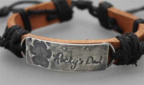 Personalized Pet Cremation Bracelet Men, Ashes Keepsake for Men, Dog ...