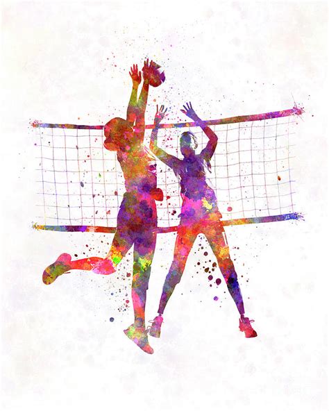 Women volleyball players in watercolor Painting by Pablo Romero