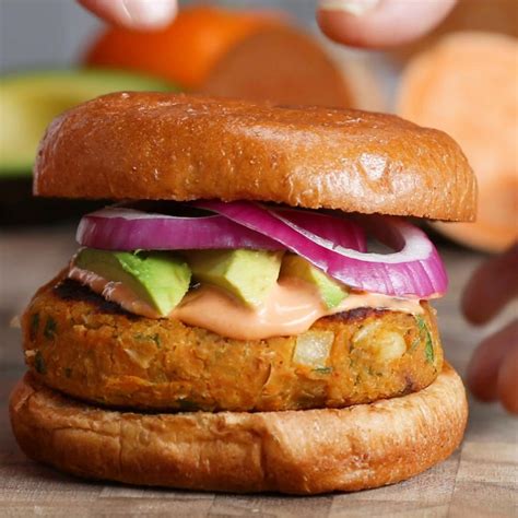 Sweet Potato & White Bean Burgers Recipe by Tasty