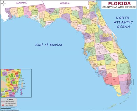 Florida County Zip Codes Map