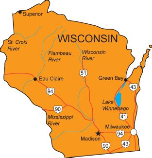 WI Map - Wisconsin State Map