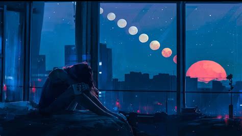 Download Sad And Lonely Girl Aesthetic Anime Background | Wallpapers.com