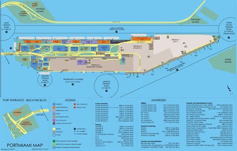 Le Port de Miami carte - carte de port de Miami (Floride - USA)