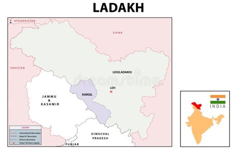 Ladakh Map District Map of Ladakh. Ladakh Map with District and Capital ...