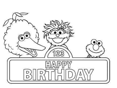 Sesame Street Birthday Coloring Page - Free Printable Coloring Pages