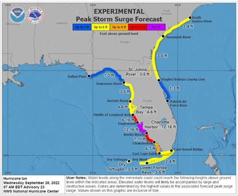 Map shows Hurricane Ian storm surge impact on Florida's coast