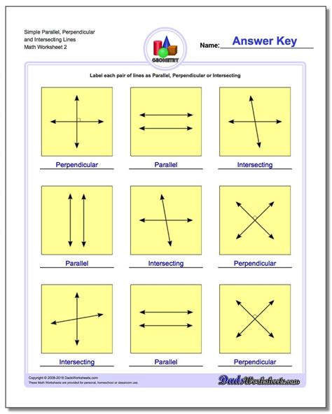 Parallel Perpendicular And Intersecting Lines Worksheet