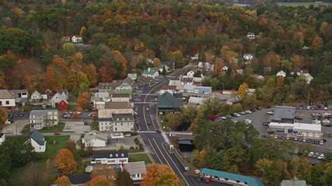 6K stock footage aerial video approaching a small bridge, Interstate 91 ...