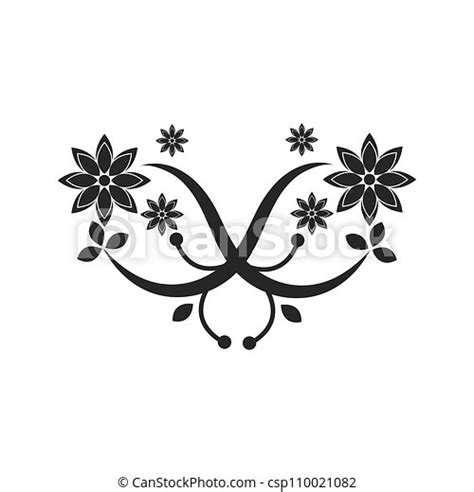 Black flower silhouette vector template illustration. | CanStock