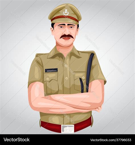 Indian police officer front view design Royalty Free Vector