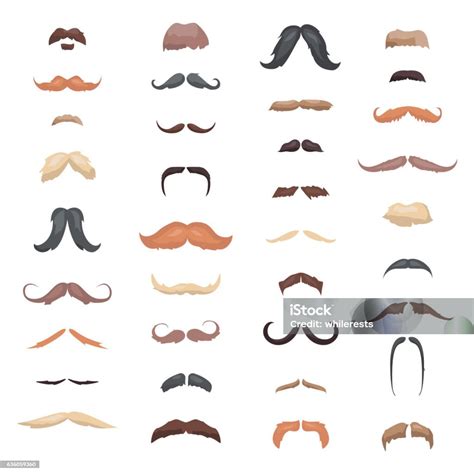 Huge Collection Mustache Retro Curly Set Different Colors And Forms ...