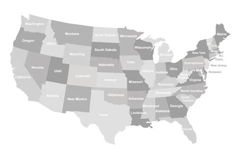 Premium Vector | Gray usa map with states.