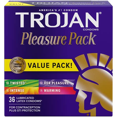 Buy TROJAN Pleasure Pack Assorted Condoms, Lubricated Condoms Value ...