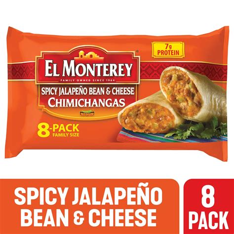 El Monterey Spicy Jalapeno Bean & Cheese Chimichangas, 32 oz, 8 Count ...