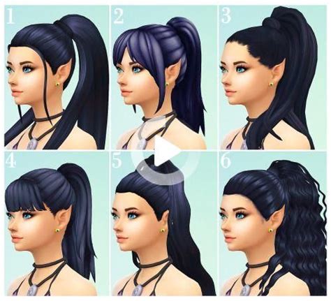 Sims 4 cc hair ponytail maxis match bangs - valnsa