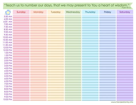 Weekly Timetable Template