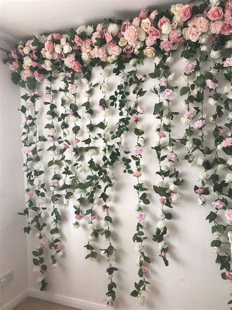 Pink Flower Garland, Pink Flower Wall, Floral Garland, Wedding Wall ...