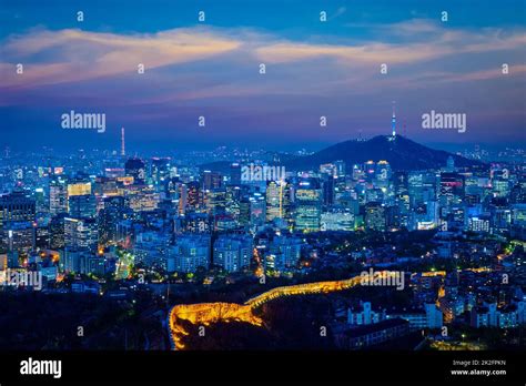 Seoul skyline in the night, South Korea Stock Photo - Alamy