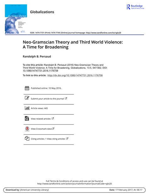 (PDF) Neo-Gramscian Theory and Third World Violence: A Time for Broadening