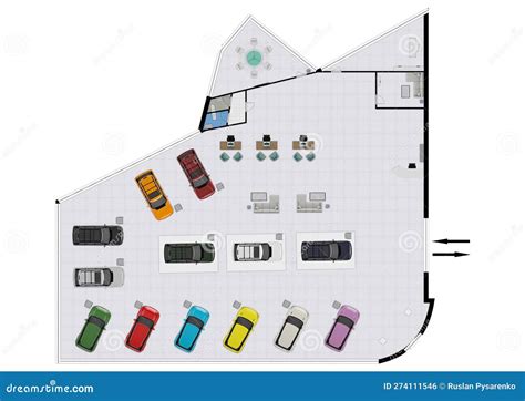 Car Showroom. Floor Plan Of The Car Showroom Royalty-Free Stock Photo ...