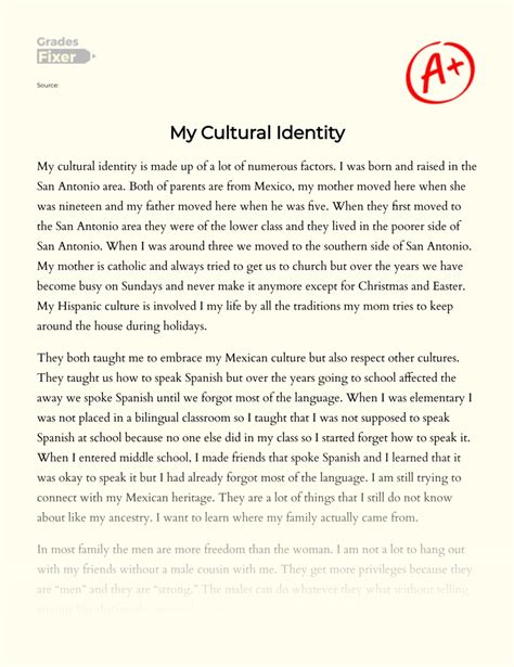 I Am Proud of My Cultural Identity: [Essay Example], 1139 words