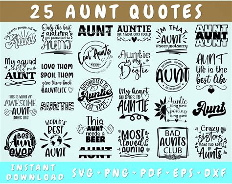 Aunt Quotes SVG Bundle, 25 Designs, Aunt Sayings SVG, Auntie SVG By ...