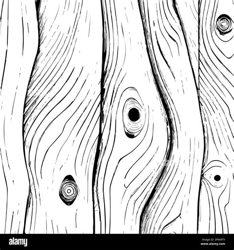 Light wood texture background with knots, black and white drawing ...