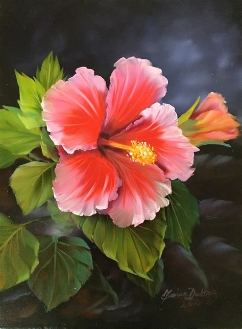 The Pink Hibiscus - Oils over acrylic | Pintura de flores, Hibisco ...