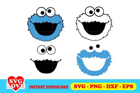 Cookie Monster Face SVG Cut File - Gravectory