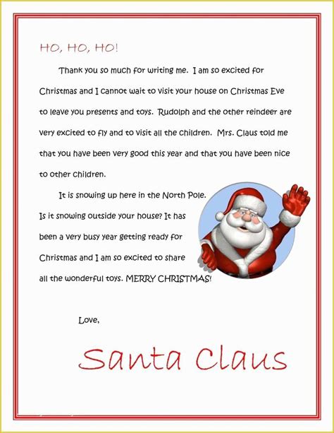 Free Printable Letter From Santa Word Template Of Letter to Santa ...