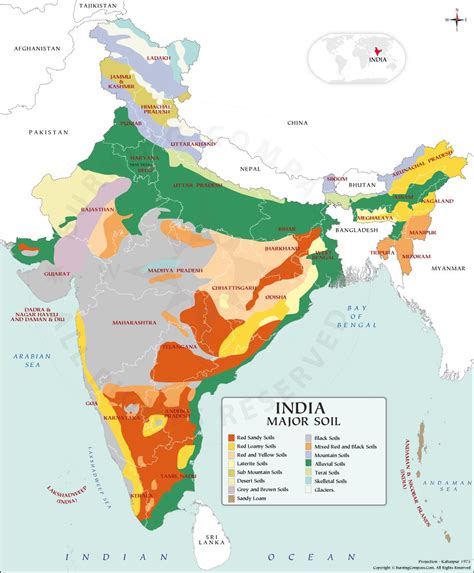 India Soil Map, Major Soil Types in India Map