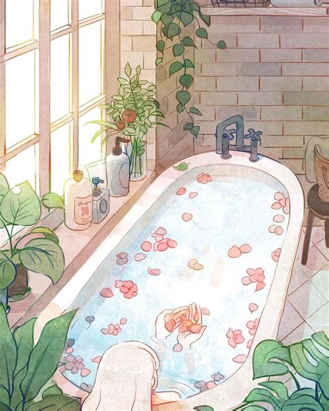 Aesthetic Bath Drawing : See more ideas about bath, relaxing bath, bath ...