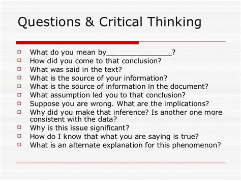 Critical Thinking In Education