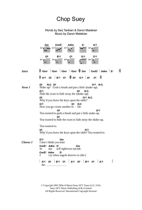 Chop Suey! by System Of A Down - Guitar Chords/Lyrics - Guitar Instructor