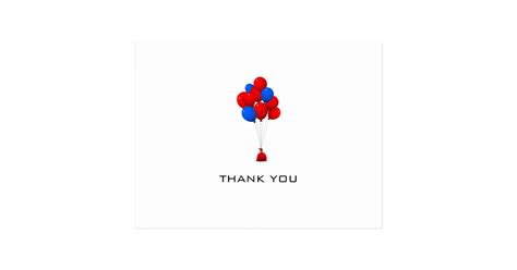 Red & Blue Balloons - Thank You Post Card | Zazzle.com