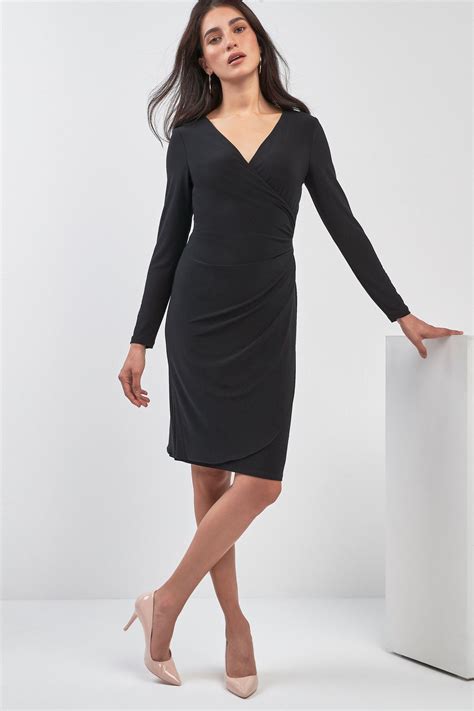 Lauren Ralph Lauren® Black Long Sleeve Wrap Dress in 2020 | Trendy ...