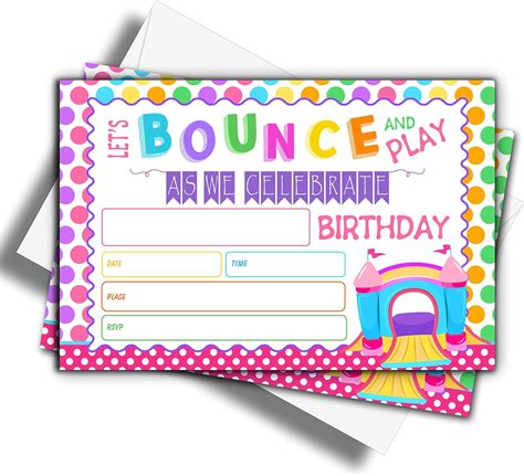 Amazon.com : ONDTOM Bounce House Jump Birthday Party Invitations With ...