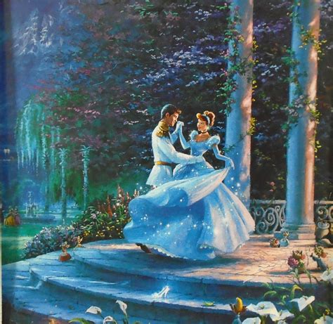 Thomas Kinkade DISNEY CINDERELLA Dancing in the Moonlight Ivory 10 X 10 ...