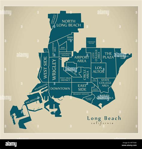 Modern City Map - Long Beach California city of the USA with ...